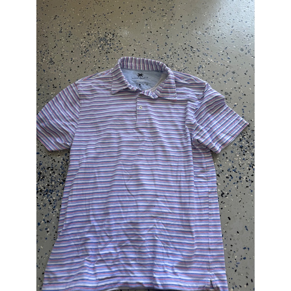 Desert Dunes Mens Striped Golf Polo Shirt Short Sleeve Casual‎ L